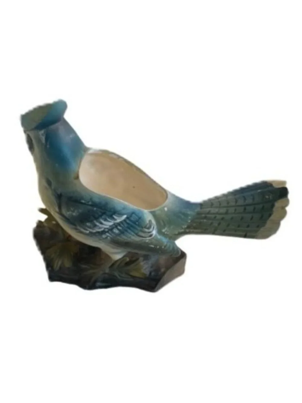 Vintage Mid-Century Velco Japan Hand Painted Blue Jay Bird Planter Figurine 9.25